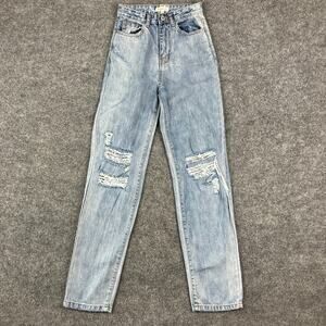 Femme Luxe Jeans Womens Size 6 Light Wash Distressed Ripped High Waist Skinny